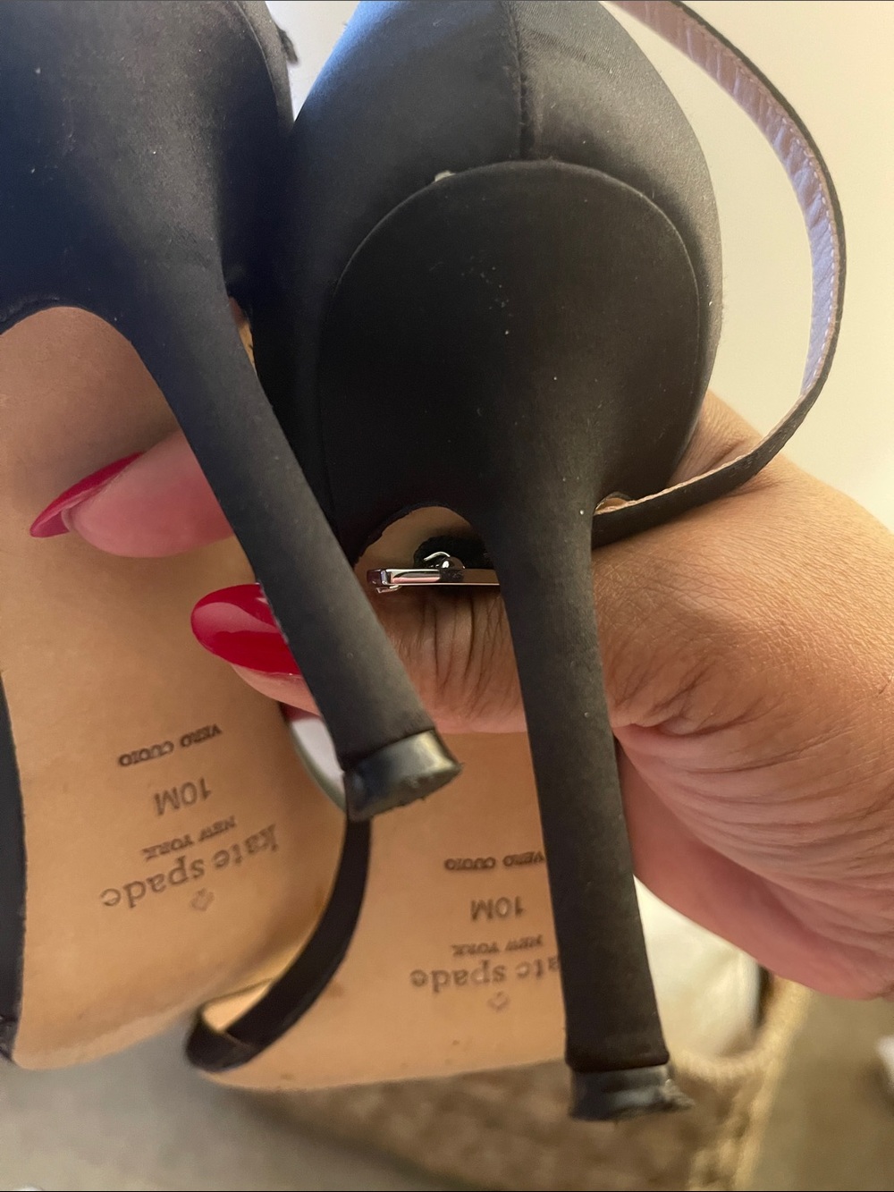 kate spade Black Satin Crystal-Embellished Ankle-Strap Heels - Picture 9 of 9